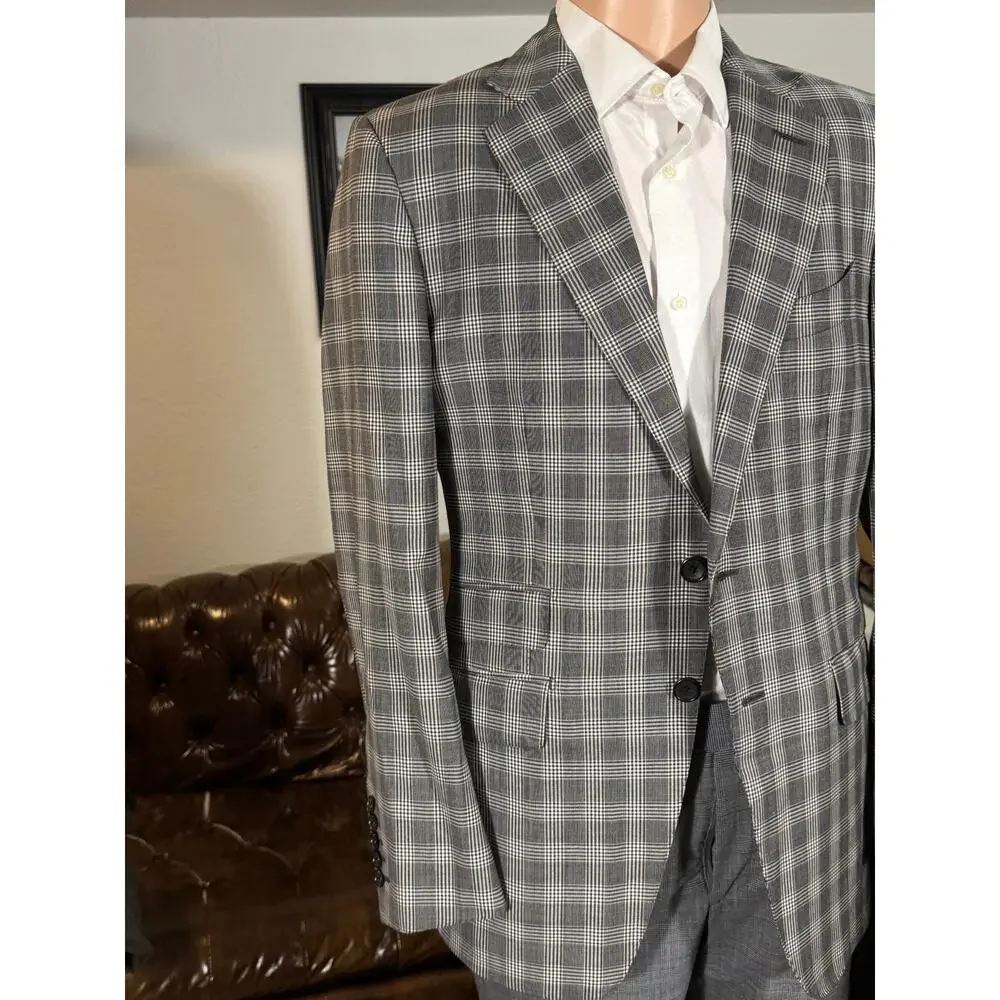 Tom Ford Blazer Prince of Wales Houndstooth 50 40R Notch Lapel Wool